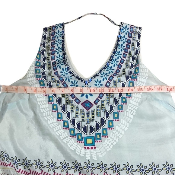 XXI Cotton / Silk Blend Fully Lined Double Vee Neckline Embellished Mini Dress L - Picture 5 of 12